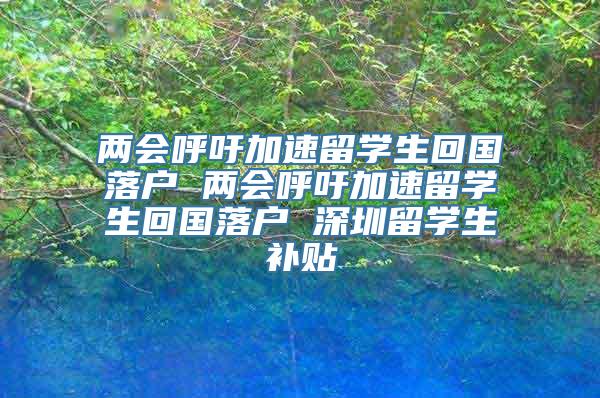 两会呼吁加速留学生回国落户 两会呼吁加速留学生回国落户 深圳留学生补贴