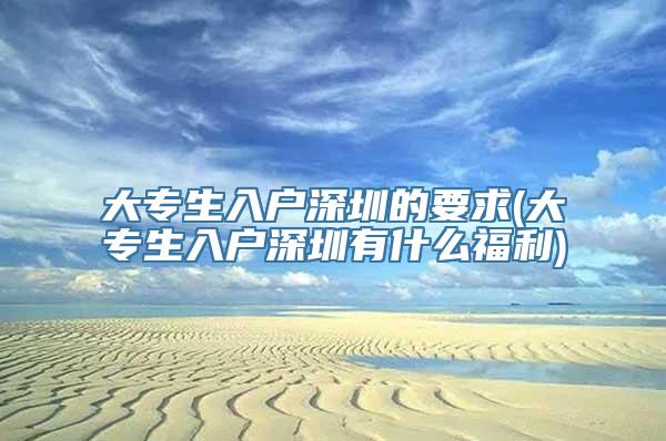 大专生入户深圳的要求(大专生入户深圳有什么福利)