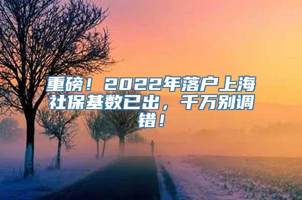 重磅！2022年落户上海社保基数已出，千万别调错！