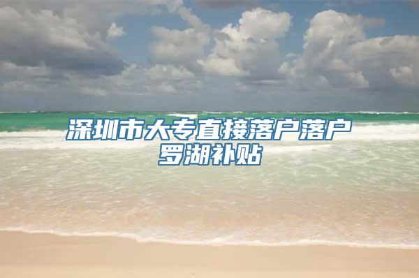 深圳市大专直接落户落户罗湖补贴