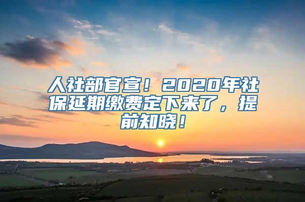 人社部官宣！2020年社保延期缴费定下来了，提前知晓！