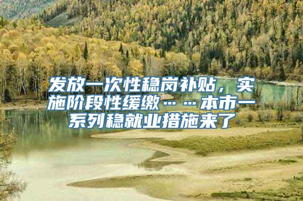 发放一次性稳岗补贴，实施阶段性缓缴……本市一系列稳就业措施来了