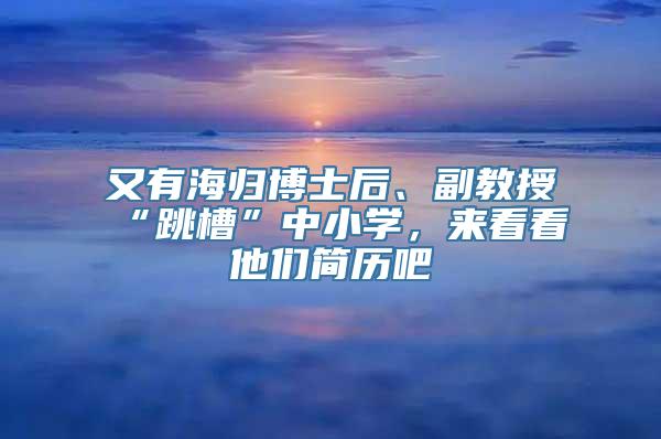 又有海归博士后、副教授“跳槽”中小学，来看看他们简历吧