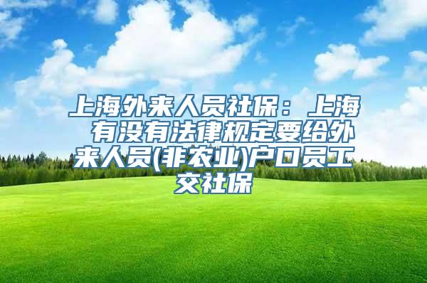 上海外来人员社保：上海 有没有法律规定要给外来人员(非农业)户口员工交社保