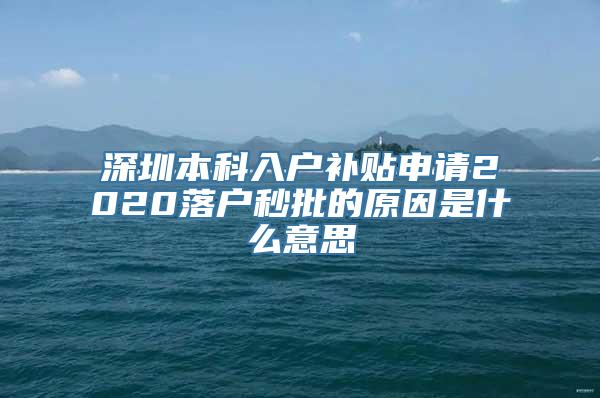 深圳本科入户补贴申请2020落户秒批的原因是什么意思