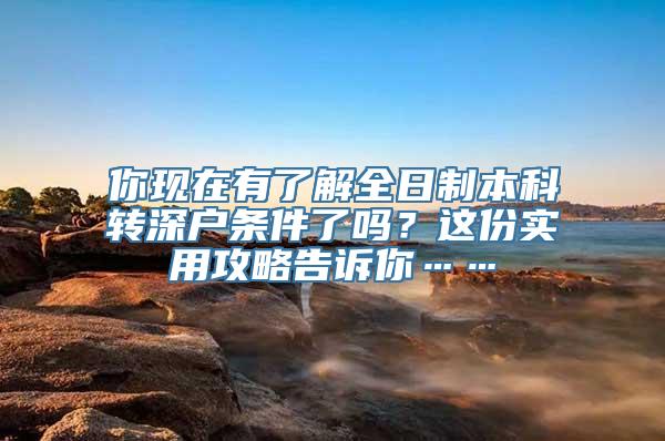 你现在有了解全日制本科转深户条件了吗？这份实用攻略告诉你……