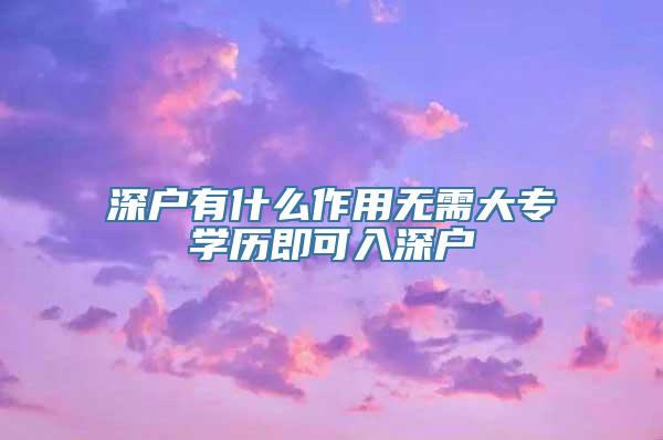 深户有什么作用无需大专学历即可入深户