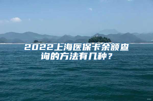 2022上海医保卡余额查询的方法有几种？