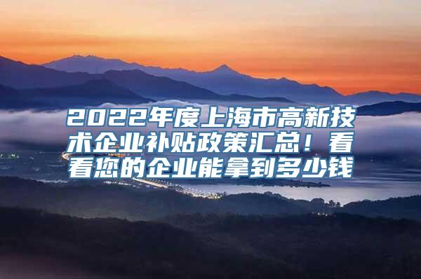 2022年度上海市高新技术企业补贴政策汇总！看看您的企业能拿到多少钱