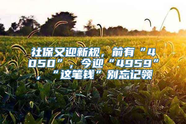 社保又迎新规，前有“4050”，今迎“4959”，“这笔钱”别忘记领