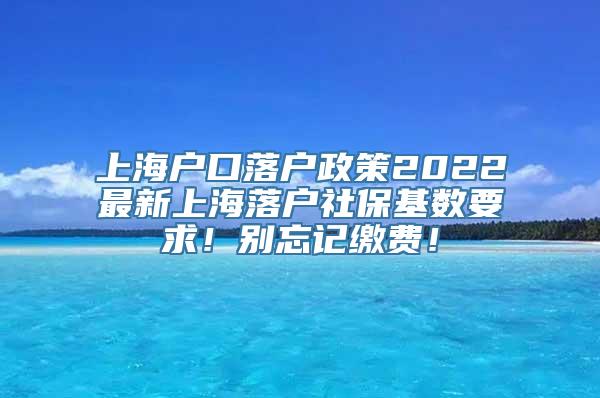 上海户口落户政策2022最新上海落户社保基数要求！别忘记缴费！