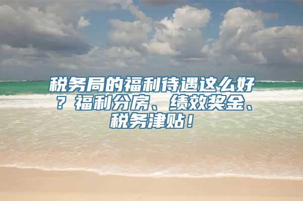 税务局的福利待遇这么好？福利分房、绩效奖金、税务津贴！