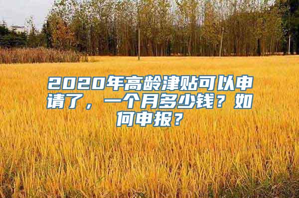 2020年高龄津贴可以申请了，一个月多少钱？如何申报？