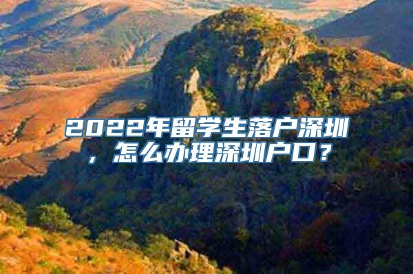 2022年留学生落户深圳，怎么办理深圳户口？