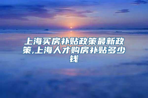 上海买房补贴政策最新政策,上海人才购房补贴多少钱