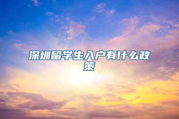 深圳留学生入户有什么政策