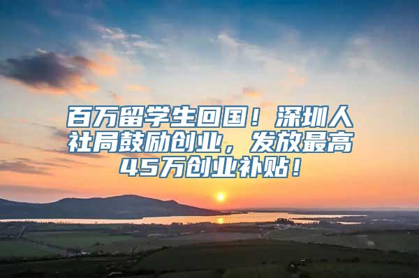 百万留学生回国！深圳人社局鼓励创业，发放最高45万创业补贴！