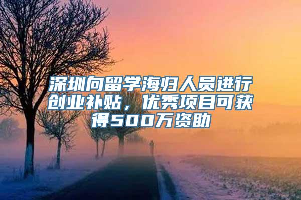 深圳向留学海归人员进行创业补贴，优秀项目可获得500万资助