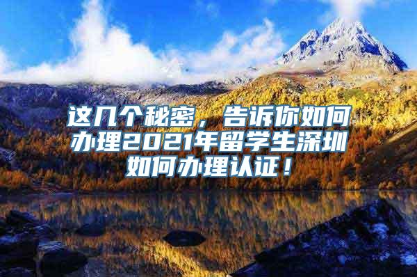 这几个秘密，告诉你如何办理2021年留学生深圳如何办理认证！