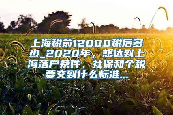 上海税前12000税后多少_2020年，想达到上海落户条件，社保和个税要交到什么标准...