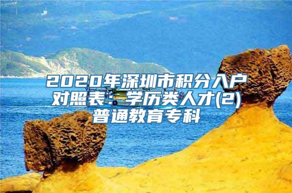 2020年深圳市积分入户对照表：学历类人才(2)普通教育专科