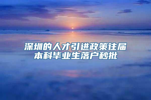 深圳的人才引进政策往届本科毕业生落户秒批