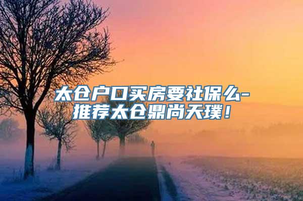 太仓户口买房要社保么-推荐太仓鼎尚天璞！