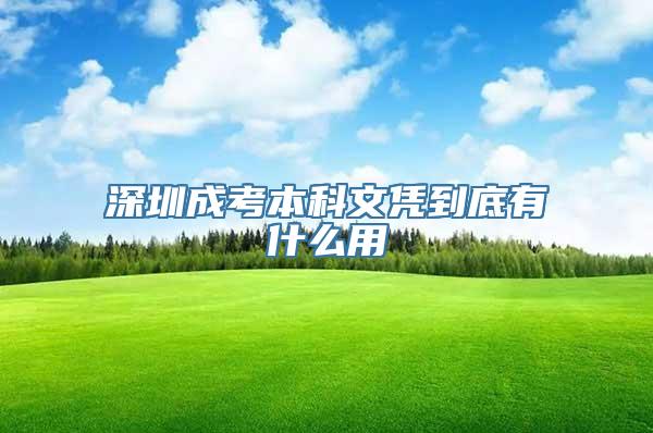 深圳成考本科文凭到底有什么用