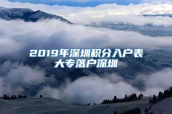 2019年深圳积分入户表大专落户深圳