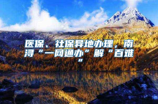 医保、社保异地办理，南浔“一网通办”解“百难”