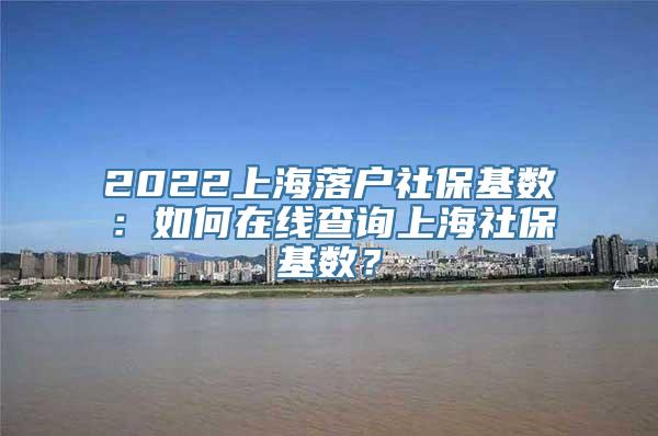 2022上海落户社保基数：如何在线查询上海社保基数？