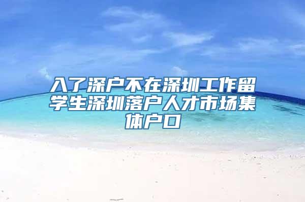 入了深户不在深圳工作留学生深圳落户人才市场集体户口