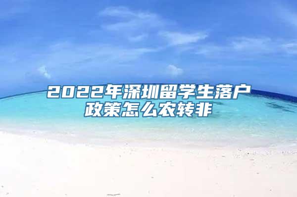 2022年深圳留学生落户政策怎么农转非