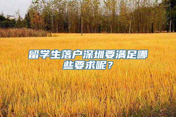 留学生落户深圳要满足哪些要求呢？