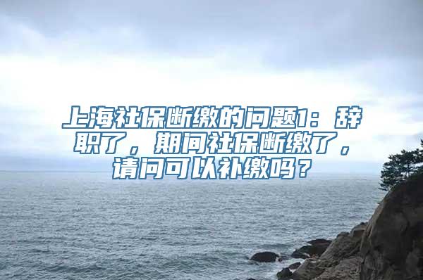 上海社保断缴的问题1：辞职了，期间社保断缴了，请问可以补缴吗？