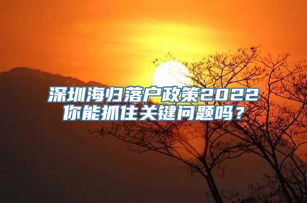 深圳海归落户政策2022你能抓住关键问题吗？