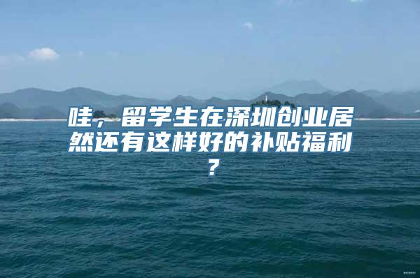 哇，留学生在深圳创业居然还有这样好的补贴福利？