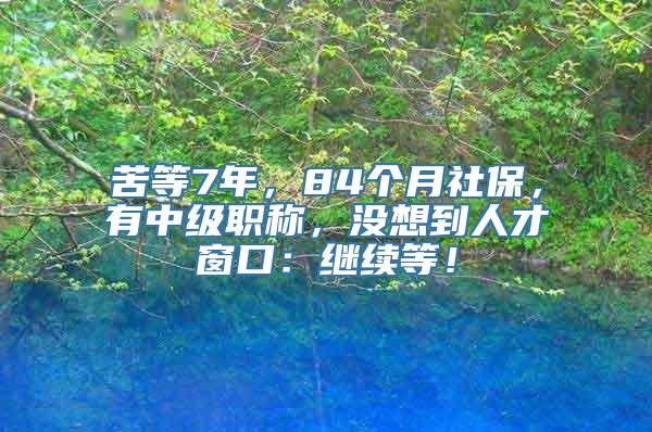 苦等7年，84个月社保，有中级职称，没想到人才窗口：继续等！