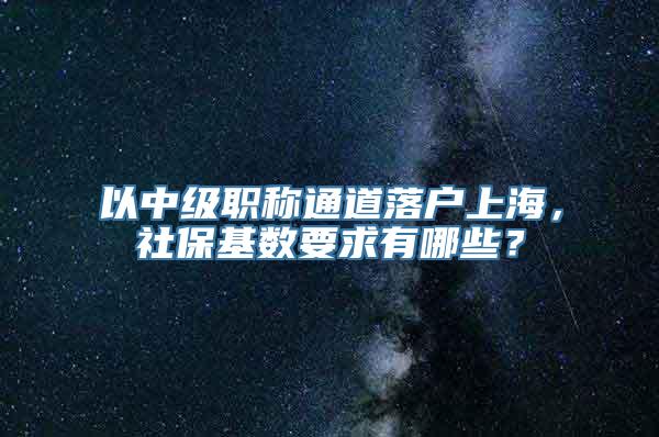 以中级职称通道落户上海，社保基数要求有哪些？