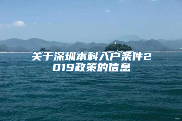 关于深圳本科入户条件2019政策的信息