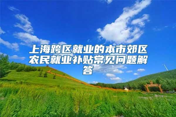 上海跨区就业的本市郊区农民就业补贴常见问题解答