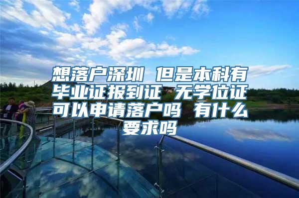 想落户深圳 但是本科有毕业证报到证 无学位证可以申请落户吗 有什么要求吗