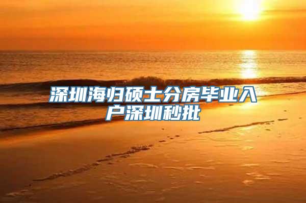 深圳海归硕士分房毕业入户深圳秒批