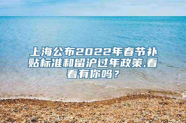 上海公布2022年春节补贴标准和留沪过年政策,看看有你吗？