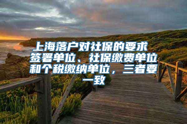 上海落户对社保的要求 签署单位、社保缴费单位和个税缴纳单位，三者要一致