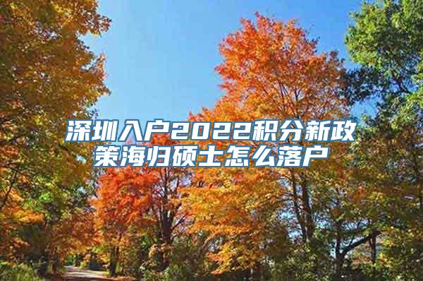 深圳入户2022积分新政策海归硕士怎么落户