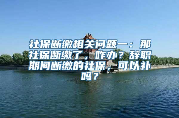 社保断缴相关问题一：那社保断缴了，咋办？辞职期间断缴的社保，可以补吗？