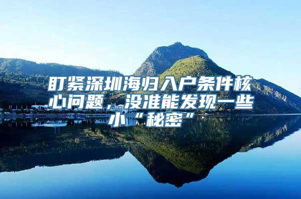 盯紧深圳海归入户条件核心问题，没准能发现一些小“秘密”