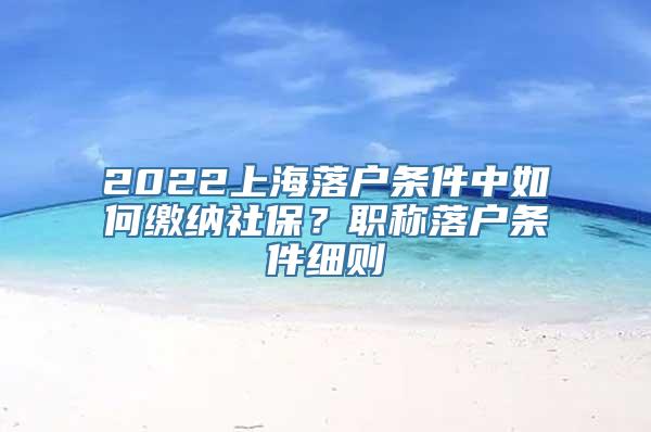 2022上海落户条件中如何缴纳社保？职称落户条件细则