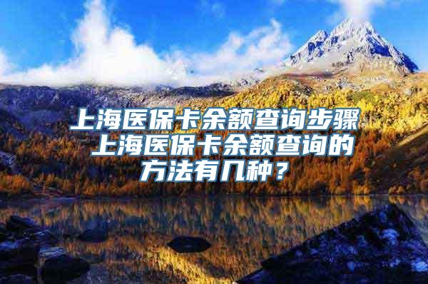 上海医保卡余额查询步骤 上海医保卡余额查询的方法有几种？